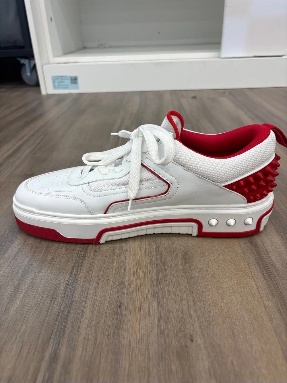 Christian Louboutin White Sneaks with Red Accents